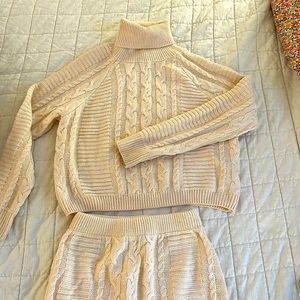 Lulus Sweater Set, crop turtle neck and skirt